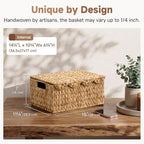StorageWorks Wicker Basket with Lid, Woven Basket with Scalloped Edge - Image 2