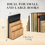 JUSK DESIGN Bamboo Book End/Book Organizer - Non-Skid Decorative Bookends for Office and Home - Book Holders for Shelves - Substantial Weight - Holds Heavy Books - Image 7