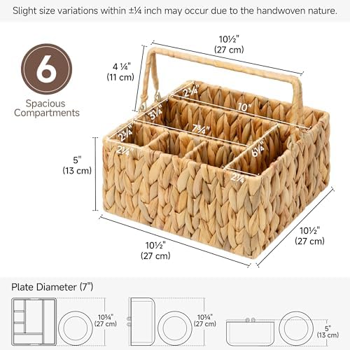 StorageWorks Wicker Silverware Organizer, Utensil Caddy for Parties - Image 3