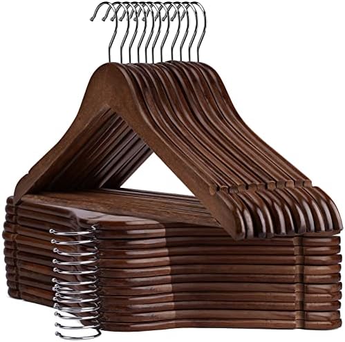 Wooden Hangers - 30 Pack - Clothes Hanger for Daily Used,Heavy Duty Wood Hangers with Precisely Cut Notches,Coat Hanger for Closet, Clothes Hangers for Shirt Suit Dress (Walnut) by Uinicor