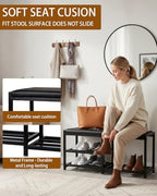 33“ Iron Shoe Rack Storage Bench for Entryway, Holds Up to 560lb - Image 4