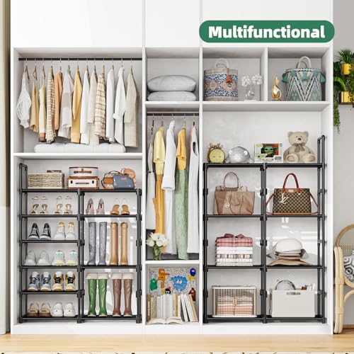 Simple Trending 8-Tier Shoe Rack Large Capacity 64 Pairs Tall Shoe Shelf, Sturdy Metal Shoe Organizer for Entryway, Closet, Bedroom, Black - Image 5