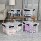 Sterilite 12 Pack 19 Qt Gasket Box, Clear Stackable Plastic Storage Container with Lids, Black - Waterproof and Dustproof Tote for Home Organization - Image 5