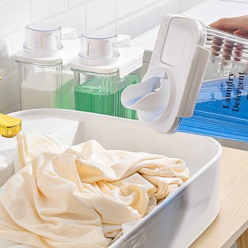 [2 Pack] Laundry Detergent Dispenser for Laundry Room Organization and Storage, 2800ml Laundry Soap Dispenser，Liquid Laundry Detergent Dispenser with 4 Removable Labels, BPA Free & Pet Plastic, Clear - Image 6