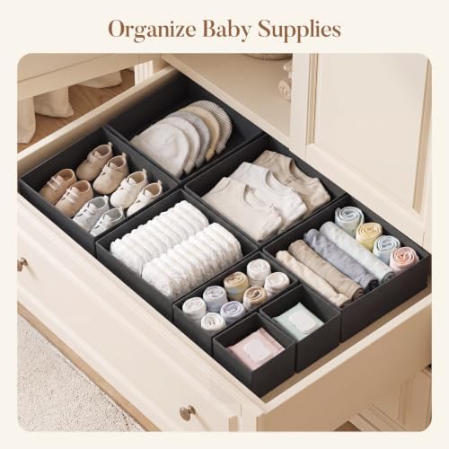 Drawer Organizer Storage for Clothes, Socks, 21 Pack, Black - Image 3