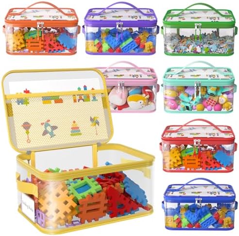 8 Packs Large Clear Toy Storage Bags with Double Zipper & Handles, L by Shcsdr