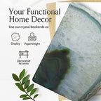 Nature's Decorations Agate Bookends - A Quality Green Geode with Non-Skid Rubber Bumpers for Shelves, Office, Home Decor, Heavy Duty Cute Stone (4-6 LB) - Image 3