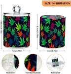 4 Pack Qtip Holder Dispenser with Lids, Marijuana Leaves Plastic Storage Containers,Bathroom Canisters Organizer for Cotton Ball, Cotton Swab, Cotton Round Pads, Floss 21215295 - Image 2