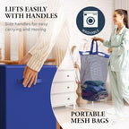 Simple Houseware Double Laundry Hamper with Lid & Removable Bags, Dark Blue - Image 4