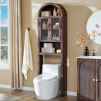 IFGET Arched Over The Toilet Storage Cabinet with Acrylic Doors,Dark Walnut by IFGETEnrichYourLivingSpace