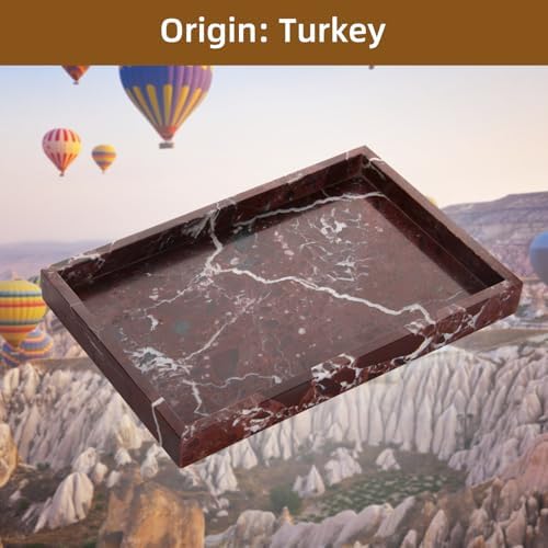 Marble Bathroom Vanity Tray, Rosso Lepanto, 12"x 8" x1.2" - Image 4