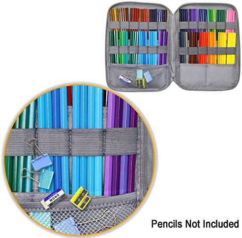 YOUSHARES 96 Slots Colored Pencil Case, Large Capacity Pencil Holder Pen Organizer Bag with Zipper for Prismacolor Watercolor Coloring Pencils, Gel Pens for Artist (Learning Cat) - Image 3