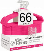 66 Pack Dark Pink Velvet Hangers Non Slip, Felt Hangers by TheBoringHangers