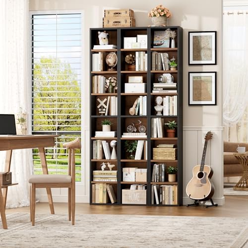 FOTOSOK 2 Pcs 71'' Tall Narrow Bookshelf, 8-Tier Media Tower Rack Set of 2 - Image 2