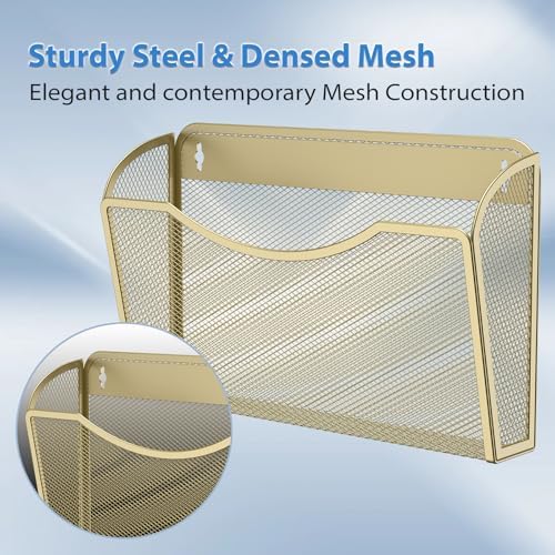 MINDEPOT Wall File Organizer, Hanging Wall File Holder, 6 Pack, Gold - Image 5