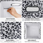 ANMINY Leopard Cheetah Print Storage Cubes Bins, Velvet, Gray, 13Inch 2PCS - Image 4