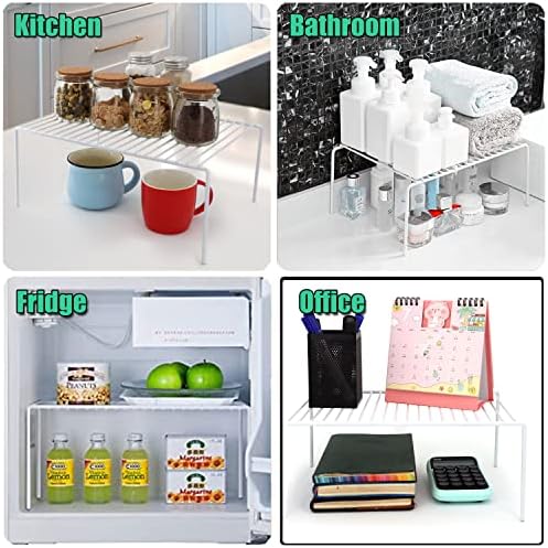 Kitchen Cabinet Shelf Organizer Set of 5, Large (15.7 x 9.4 inch) Metal Wire Pantry Storage Shelves, Dish Plate Racks for Cabinets, Freezer, Counter, Cupboard Organizers and Storage, White - Image 6