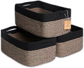 NaturalCozy 13.5”x8.5”x5.5” Rectangle Storage Baskets for Shelves 3 Pack | Cotton Rope Woven Small Baskets for Organizing | Small Storage Bins for Nursery, Bathroom, Closet, Shelf, Decorative by NaturalCozy