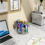 Mefirt Acrylic Pen Holder, 2 Pack 360 Rotating Organizer With 6 Compartments, Desk Office Storage for 800 Pens, Markers, Crayons and Art Supplies - Image 5
