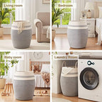 OIAHOMY 105L Laundry Hamper Cotton Rope Large Clothes Hamper White & Grey - Image 7