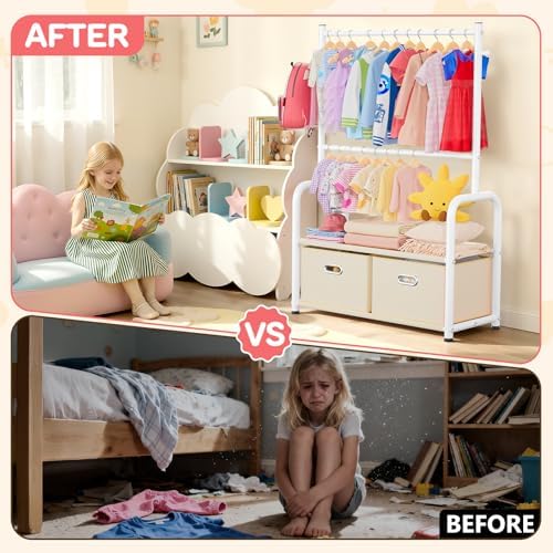Kids Clothing Rack 2 Tier Baby Closet Toddler Dress up Racks - Image 4