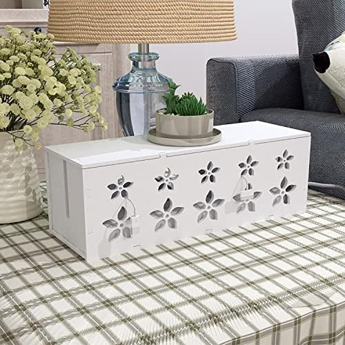 Large Cable Management Box, Cord Organizer Box with Lid for TV Wires, Computer, Router, USB Hub and Under Desk Power Strip 14.17 x 4.72x 5.31 inch - Image 4