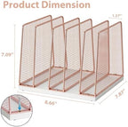 LEKETREE Rose Gold Desk File Organizer, 5-Section Upright File Sorter, Vertical File Folder Holder, Mesh Metal Wood Office Desktop Organization for Document, Magazine, Books and more (Rose Gold) - Image 6
