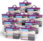10PACK Clear Zippered Storage Bags for Clothes, 22L Clear Storage Bag, and Blanket Storage Bags for Bedding, Linen, Blankets, Comforters, Clothing & Toys (Purple) by Hopack