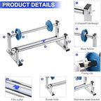 PATIKIL 15inch Stretch Wrap Dispenser, Table Stretch Film Dispenser Desktop Wrapping Packing Machine Pallet Wrapper Stainless Steel with 4pcs Film Slide Cutter for 35cm/13.8in Width Wrap - Image 4