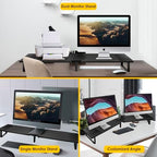 Across-Star Dual-Monitor Stand for Desk - Large Adjustable Length and Angle Riser for 2 Monitors, Double Computer Desktop Organizer, Shelf for TV, Laptop, Printer - Image 4