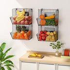 X-cosrack Metal Wire Basket Wall Mount, 4 Tier Extra Large Wall Storage Basket Organizer with Chalkboards, Kitchen Fruits and Vegetables Produce Bin Rack Toys Organizer Bathroom Tower Baskets (Black) - Image 4