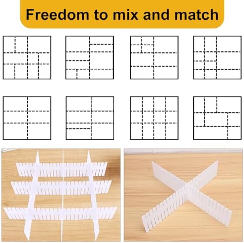 100 PCS Premium DIY Drawer Dividers, White, Adjustable Drawer Organizers for Perfectly Organized Drawers, Tidying Makeup, Clothes, Underwear, Cutlery, Kitchen, Bathroom, Bedroom, Office - Image 3