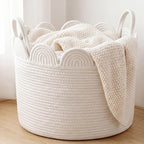LemonRoad Round Woven Basket White, 16" L X 16" W X 14" H by Unknown