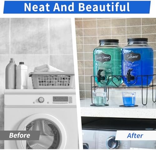 1 Gallon Liquid Laundry Detergent Dispenser with Stand, Glass Laundry Soap Dispenser, Glass Jars for Laundry Room Organization and Storage, Liquid Detergent, Fabric Softener - Image 5
