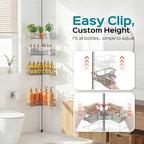 HAMITOR Corner Shower Shelves, 4-Tier Metal Tension Pole Caddy, Silver Gray - Image 6