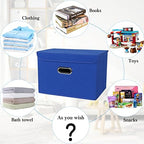 STOREONE Fabric Storage Cube Bins Foldable Organizer Container Collapsible Basket with Lids and Metal Handles, for Home, Bedroom, Closet 6 Pcs (Dark Blue) - Image 3