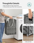 SONGMICS Laundry Hamper with Lid, 17.2 Gallon (65 L) Synthetic Rattan Clothes Laundry Basket with Lid and Handles, Foldable, Removable Liner, Dove Gray ULCB165G01 - Image 4