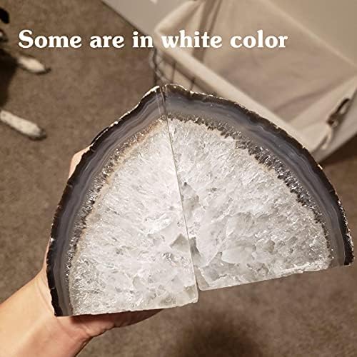 Agate Geode Bookends Heavy Duty Natural Crystal Stone Book Holders Decor - Image 5