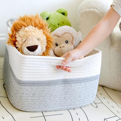 NaturalCozy Storage Baskets 16.8”x13”x7.6” Cotton Rope Woven Baskets for Organizing 3-Pack | Toy Storage Bins | Basket for Shelves, Laundry, Blanket, Clothes, Closet, Kitchen, Bathroom, Gifts - Image 5