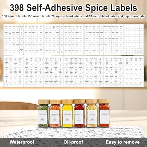 Spice Rack Organizer with Spice Jars & Labels for Countertop & Cabinet - Image 6
