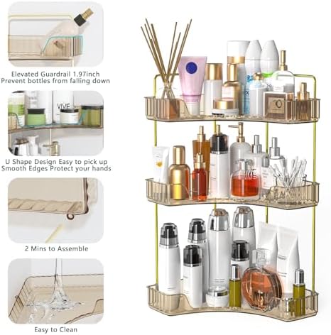 Webetop 3 Tier Corner Bathroom Organizer Countertop for Skincare & Dresser - Image 5