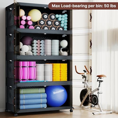 980QT Extra Large Stackable Storage Bins with Lids & Wheels & Door, - Image 5