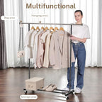 VICERII Clothes Rack, 130LB Capacity Heavy Duty Clothing Rack with Wheels and Bottom Shelf, 52.17 Inch Rolling Racks for Hanging Clothes, Coats, Shirts, Sweaters, Skirts, Dress, Black - Image 6