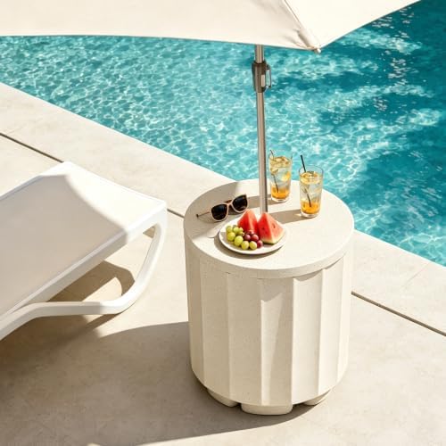 NicBex Patio 2 Pack Umbrella Side Table with 1.5 Inch Hole,Beige - Image 6