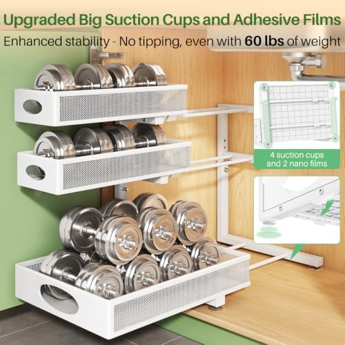 Kitstorack Under Sink Organizer 3-Tier Slide Out Drawer for Bathroom 2-Pack - Image 7