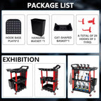 Auto Detailing Cart with Wheels, 3 Tier Rolling Detail Cart - Image 4