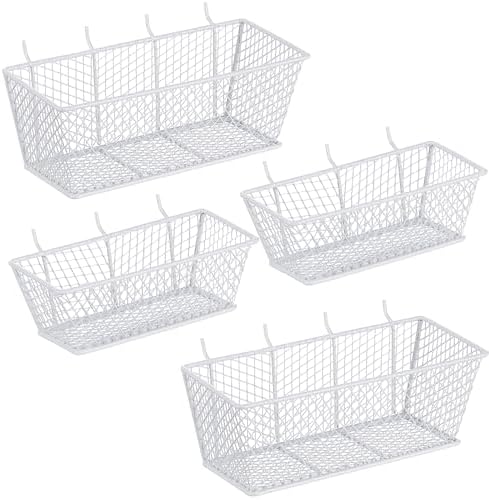 Sieral 4 Pcs Metal Pegboard Baskets Wire Organizer, Small, Medium, White by Sieral