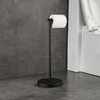 Toilet Paper Holder Stand SUS304 Stainless Steel Freestanding Toilet Wipes Dispenser Modern Bathroom Storage Floor Free Standing Toilet Tissue Roll Holder, Matte Black Finish - Image 6