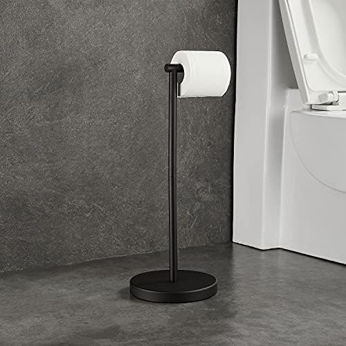 Toilet Paper Holder Stand SUS304 Stainless Steel Freestanding Toilet Wipes Dispenser Modern Bathroom Storage Floor Free Standing Toilet Tissue Roll Holder, Matte Black Finish - Image 6