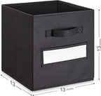 13x13x13 storage cube bins(Set of 8) Fabric storage cubes with 8 Labels Window Cards & a Pen,storage cubes 13x13,storage bin,Collapsible 13 inch cube storage bins,Cubby Organizer Boxes,Black - Image 3